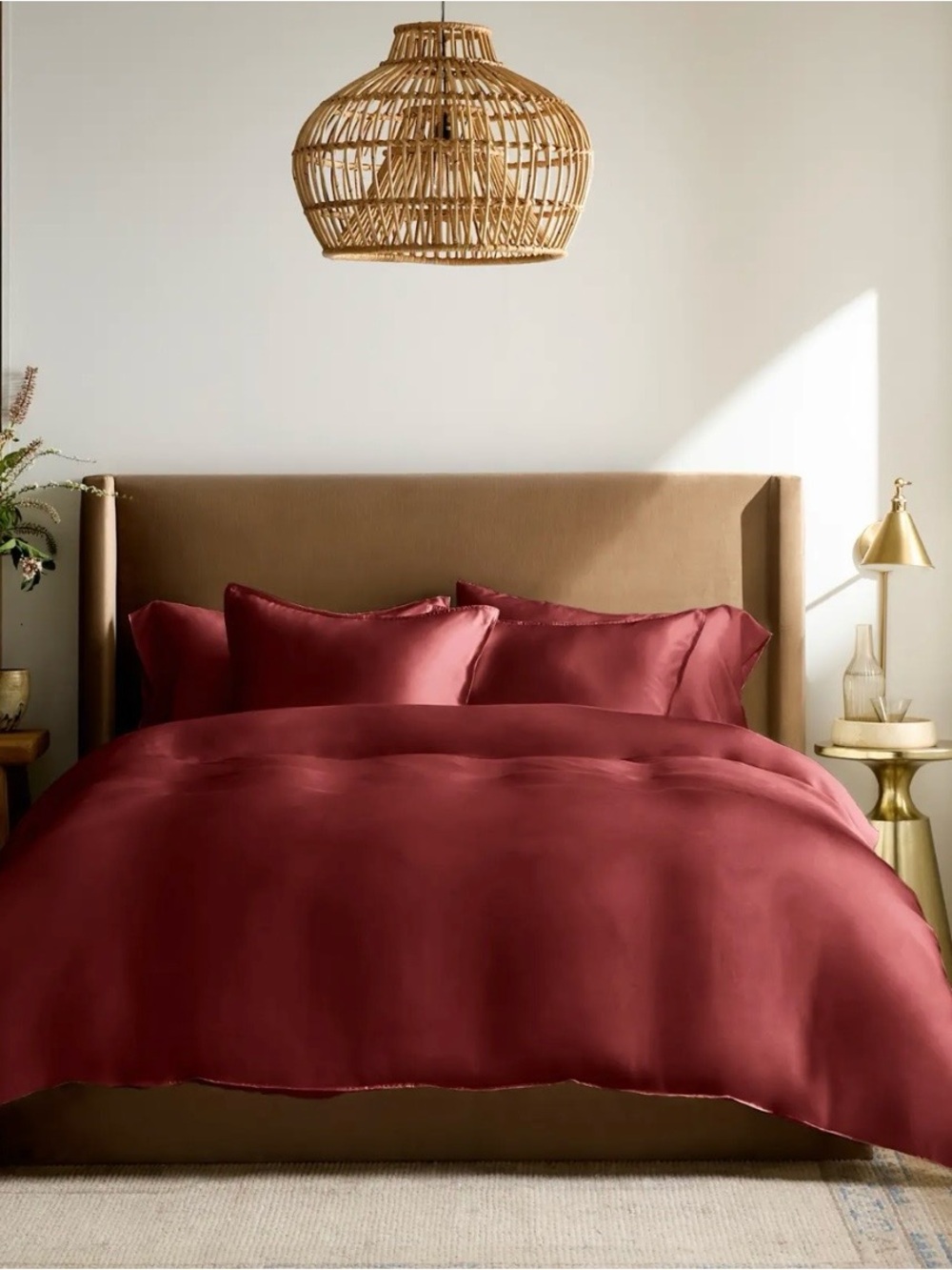 NWT Quince 3 Piece Organic Bamboo Duvet Cover Set, King/Cal (Burgundy)